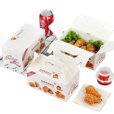 Scatole su ordinazione eliminabili pieghevoli Fried Chicken di imballaggio per alimenti 400gsm