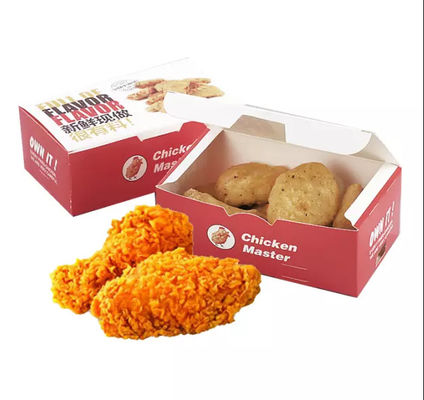 Scatole su ordinazione eliminabili pieghevoli Fried Chicken di imballaggio per alimenti 400gsm