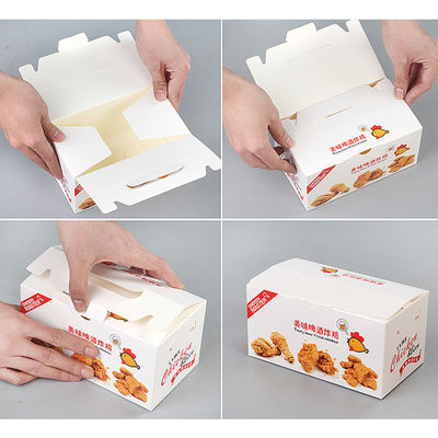 Scatole su ordinazione eliminabili pieghevoli Fried Chicken di imballaggio per alimenti 400gsm