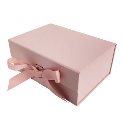 Scatola d'imballaggio pieghevole magnetica rosa di C1S C2S con la chiusura del nastro